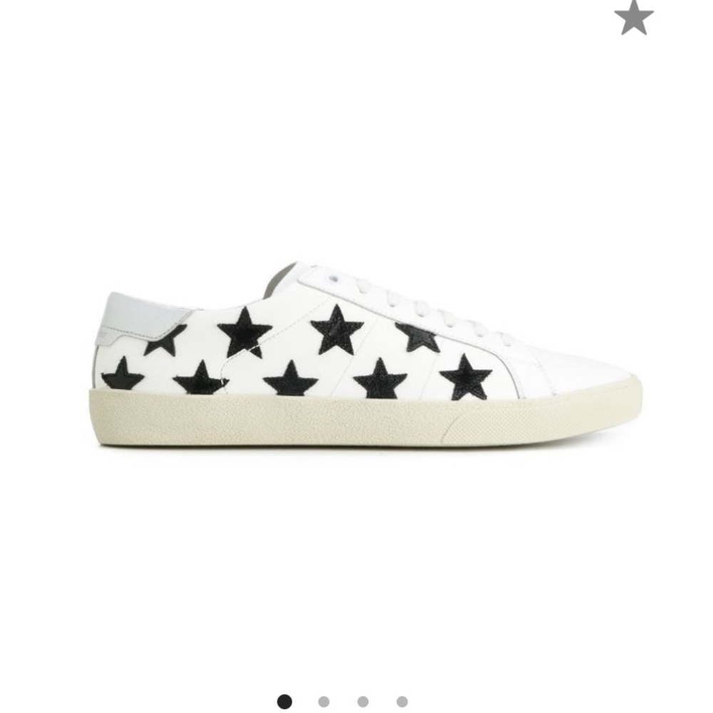 Saint Laurent leather sneakerwith star embroidery.